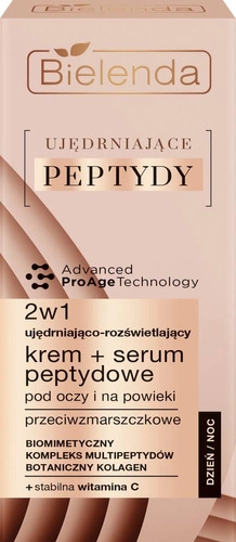 Bielenda Ujędrniające Peptydy Ujędrniająco – rozświetlający krem przeciwzmarszczkowy + serum peptydowe pod oczy i na powieki 15ml