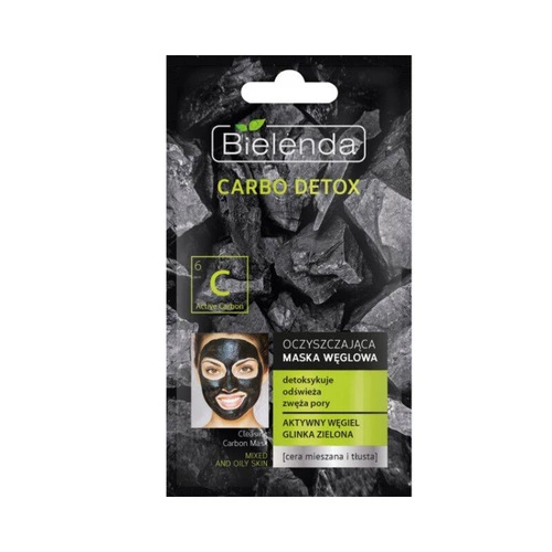 Bielenda Carbo Detox Czarny Węgiel Maska oczyszczająca x10 szt. 8g